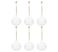 VALICLUD 6pcs Hanging Glass Vases and Candle Holders 8cm Ball Shape Hydroponic Plant Planters for Indoor Air Plants and Tea Light Candles Home Decoration