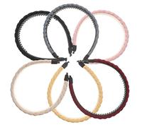 VALICLUD 6pcs Headbands for Women Natural Plaited Design Non Slip Hair Accessories Comfortable Touch Suitable for Parties Performances Photos Black Wine Red Pink Blue Gray Yellow Beige