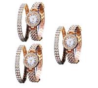 VALICLUD 6pcs Ladies Fashion Watch Set Women Rhinestone Diamond Bracelet Watch Gold Analog Quartz