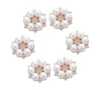 VALICLUD 6pcs Men Shirt Cufflinks Jeweled Flower Button Covers with Rhinestone Pearl Sleeve Decor Alloy Scratch-resistant Tuxedo Brooch Clips Shiny Charm Accessories for Dress Shirts