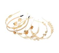 VALICLUD 6pcs Metal Leaf Headband Set for Women Pearl Headbands Fashion Headwear Bridal Headpiece Head Bands for Women Headpiece Jewelry