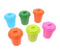 VALICLUD 6Pcs Mini Desk Trash Can Set with Lid - Small Compact Desktop Trash Bin for Office, Home, School, and Party Use - Portable Tabletop Garbage and Pen Holder