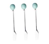 VALICLUD 6pcs Mini Dessert Forks with Ceramic Handle Sky Blue Stainless Steel Cutlery for Cake Coffee and Home Tableware Ergonomic Grip for Easy Serving