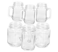VALICLUD 6pcs Mini Mason Jar Liquor Cups Vintage Glass Bar Glasses for Party Wine Shots Portable Drinking with Smooth Polished Surface and Rounded Edges