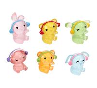 VALICLUD 6pcs Mini Resin Cute Animal Figurines Set - Realistic Pig, Bear, Elephant, Dog, Rabbit for DIY Micro Landscapes, Tiny Desktop Garden Decor and Office Accessories