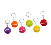 VALICLUD 6pcs Mini Tennis Keychains Adorable Keychain Ornaments Red Purple Fluorescent Green Orange Yellow for Sports Lovers and Match Souvenirs