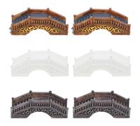 VALICLUD 6pcs Miniature Resin Arch Bridge Set for Garden Decor, Small Realistic Stone-style Bridges in White, Yellow, and Dark Brown, Micro Landscape Accessories for Bonsai and DIY Patio