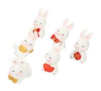 VALICLUD 6pcs Miniature Resin Bunny Figurine for Home Garden New Year Decor