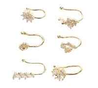 VALICLUD 6pcs Non Piercing Nose Ring for Women and Men Adjustable Copper Nose Jewelry with Dazzling Zirconia Romantic Star Moon Designs Versatile Faux Studs for All Occasions