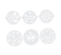 VALICLUD 6pcs Plastic Baking Stencils Reusable Cake and Coffee Decorating Templates with Diverse Patterns for Birthday Wedding Anniversary Cakes and Desserts