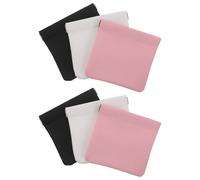 VALICLUD 6pcs Pu Leather Jewelry Storage Bags with Spring Closure, Portable Mini Travel Cosmetic Pouches for Lipstick Organizer, Coin Holder, and Jewelry Case, Black, White, and Pink