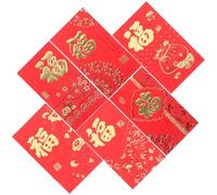 VALICLUD 6pcs Red Chinese Style Lucky Envelopes with Fu Character Patterns, Paper Money Pockets for Wedding and Chinese New Year Celebrations