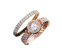 VALICLUD 6pcs Rhinestone Bracelet Watch Set for Women Elegant Quartz Movement Stylish Rose Gold Design for Birthdays and Special Occasions