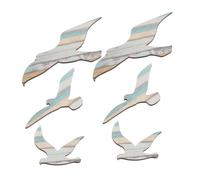 VALICLUD 6pcs Seagull Wall Decor Natural Wooden Seaside Coastal Artwork Mediterranean Theme Beach House Decoration for Living Bedroom