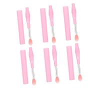 VALICLUD 6pcs Silicone Lip Applicator Brush with Caps Portable Makeup Tool for Lipstick Lip Gloss Concealer and Eyeshadow Compact Design for Daily and Professional Use