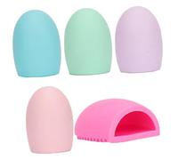VALICLUD 6pcs Silicone Makeup Brush Cleaning Mat Egg Shaped Beauty Tool for Efficient Cleaning Durable and Practical Silicone Material Mixed Colors for Makeup Brush Care