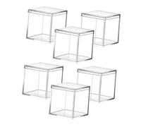 VALICLUD 6Pcs Small Acrylic Candy Boxes with Lids 10X10X10Cm 800Ml Square Cube Containers for Jewelry Storage and Packaging