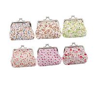VALICLUD 6pcs Small Wallet for Women Floral Stitch Bag Coin Purse Key Bag Small for Women Ladies Purse for Daily Use Random Color