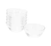 VALICLUD 6pcs Stackable Glass Food Bowls Transparent Multifunctional Pudding and Dessert Bowls for Home Kitchen Thickened Stable Design for Rice Seasonings and Snacks