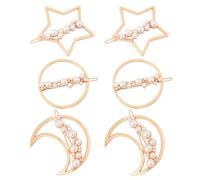 VALICLUD 6Pcs Star and Moon Hair Clips for Women Minimalist Hair Barrettes for All Occasions