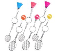 VALICLUD 6pcs Unique Tennis Racket Keychain Sports Ball Keychains for Backpacks Tennis Player Gifts