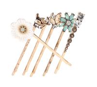 VALICLUD 6Pcs Vintage Flower Hair Clips Set Rhinestones Retro Gold Hairpins for Women Elegant Hair Accessories for Parties and Special Occasions