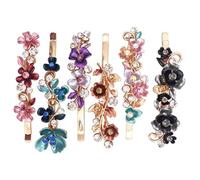 VALICLUD 6pcs Vintage Metal Flower Hairpins Barrette Set, Mixed Colors Blue Pink Gray Purple, Decorative Hair Clips for Women and Girls, Stylish Hair Accessories for Daily Random Color