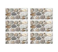 VALICLUD 6pcs Vintage Navy Blue Stone Pattern Waterproof Kitchen Wall Stickers, Multipurpose Decorative Tile Stickers for Bathroom Sink and Stove Oilproof Home Wallpaper