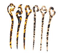 VALICLUD 6pcs Vintage Tortoise Hair Sticks Set Stylish Hair Chopsticks for Buns Random Design for Women for Weddings Parties and Special Occasions Random Color
