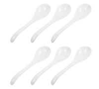 VALICLUD 6Pcs White Ceramic Soup Spoons Food Scoops for Home Kitchen and Restaurant Serving Sturdy Non-deformable Porcelain Rice Spoons with Simple Stylish Design