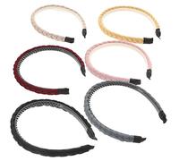 VALICLUD 6pcs Women Headbands Slip Plaited Wig Hair Accessories for Parties Weddings Daily Wear Black Korean Gray Light Yellow Beige