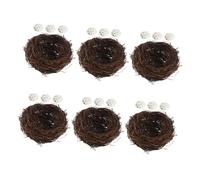 VALICLUD 6set Handwoven Artificial Bird Nests with Realistic Eggs Natural Twig Design for Easter Crafts Garden Decoration Patio Display Handmade Birdcage Accessories