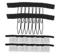 VALICLUD 7-Teeth Wig Comb Clips for Hairpieces 50pcs Steel Wig Accessories with Cloth Caps for Making and Secure Hold