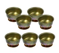 VALICLUD 7pcs Alloy Buddhist Water Offering Cups with Smooth Design Round Shape for Buddha Worship and Home Ritual Decor