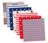 VALICLUD 7pcs Cotton Fabric Sheets Fat Quarters Flag Star of the American Flag Independence Quilting Fabric Bundle for DIY Fabric Jeans Sewing Patchwork Material 25CM