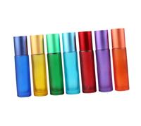 VALICLUD 7Pcs Empty Roll Essential Oil Bottles Refillable Glass Perfume Containers Mixed Color for Travel for Synthesis Oil and Cream Subpackaging