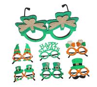 VALICLUD 7pcs Green Shamrock Sunglasses for St Patrick's Day Lightweight Irish Theme Party Decorations Various Styles for Adults for Leprechaun Hat Costume Fun