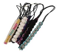 VALICLUD 7pcs Handsewn Beaded Hairband for Women Delicate Elastic Headbands with Pearl and Beads Ethnic Style Accessories for Weddings Festivals Parties Everyday Wear