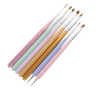 VALICLUD 7pcs Nail Art Brush Pen Set with Dual-ended Crystal Tips, Manicure Painting Tools in Pastel Colors for Professional and Home Nail Design