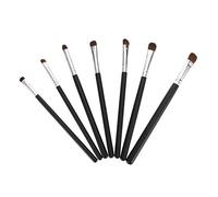 VALICLUD 7pcs Premium Eye Makeup Brush Set Black Handle Silver Ferrule Hair for Eyeshadow Eyeliner Blending for Daily Professional Use