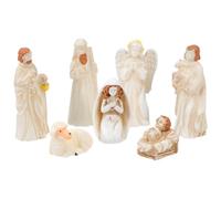 VALICLUD 7pcs Resin Nativity Scene Figurines Set - Hand-Painted Miniature Manger with Jesus Birth Statue - Christian Christmas Decoration for Indoor Display and Religious