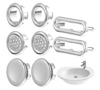VALICLUD 8 Pcs Silver Plastic Sink Overflow Covers for Bathroom Sink Practical Overflow Hole Decorations with Modern Shiny Style