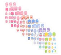VALICLUD 8 Sheets Press Nails Cute Cartoon False Nail Stickers for DIY Decoration