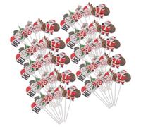 VALICLUD 80pcs Christmas Cake Toppers Set with Santa Claus, Snowman, Reindeer and Christmas Tree Designs, Paper Material, Festive Decoration Suitable for Cakes and Cupcakes at Holiday