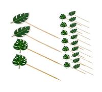 VALICLUD 80pcs Turtle Leaf Cake Decorations Monstera Palm Leaf Cupcake Inserts for Summer Luau Birthday Party Jungle Wedding Dessert Table Decor Easy to Use Elegant Tropical Accents