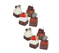 VALICLUD 8PCS Artificial Strawberry Cake Realistic PVC Fake Dessert Models with Magnetic Base for Home Staging Photography Props Kitchen Display Party Decoration