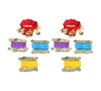 VALICLUD 8PCS Belly Dance Wrist Bands with Coins, Stretchy Colorful Belly Dance Bracelets and Anklets Set for Holiday Performance Costume Accessories