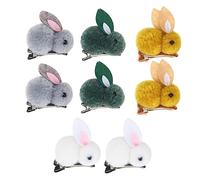 VALICLUD 8pcs Chic Girls Hair Clips Adorable Rabbit Headdresses Plush Hairpin Random Color