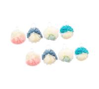 VALICLUD 8pcs Large Soft Colorful Bath Poufs Shower Mesh Scrubber for Men Women Comfortable Grip Body Exfoliator with Bubble Making Net for Home Bath Cleaning