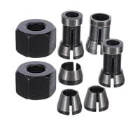 VALICLUD 8pcs Router Collet Adapter Set Hardened Carbon Steel Milling Chuck Replacement Collet and Nut Kit for Woodworking Engraving and Trimming Machine Tools